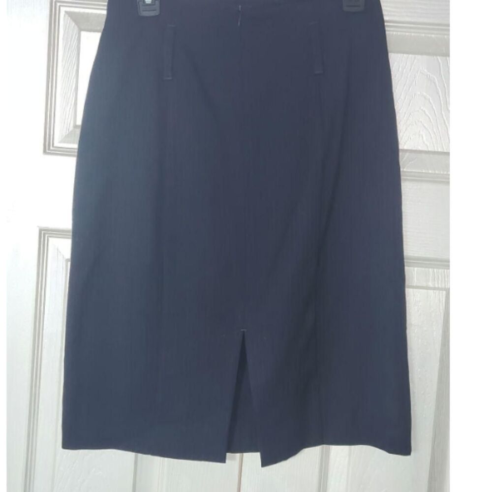 United Colors of Benetton Navy Blue Striped Buttoned Wrap Skirt Size 6 - Picture 8 of 8